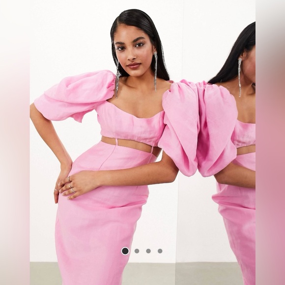 ASO Puff Shoulder Dress NWT - Picture 2 of 6